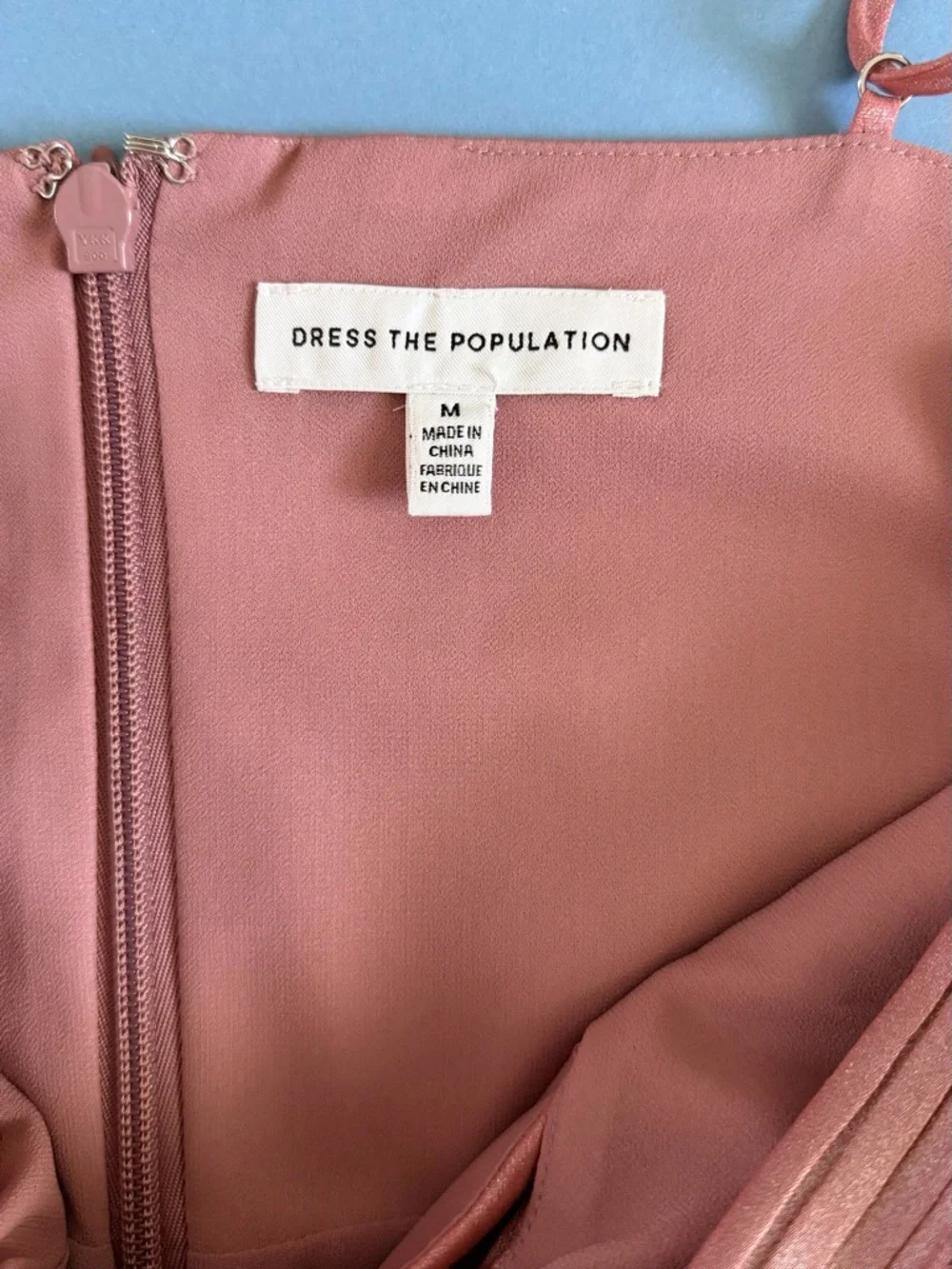 NWT Dress The Population Zahrah Tiered Pleated Rose Pink Metallic Satin Gown - Picture 8 of 10